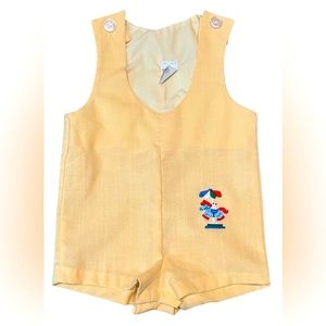 Vintage Made in the USA carousel embroidered infant yellow romper
